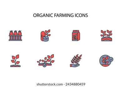 Organic farming icon set.vector.Editable stroke.linear style sign for use web design,logo.Symbol illustration.