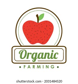 organic farming label with apple