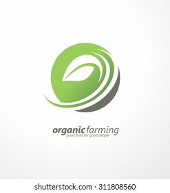 Organic farming logo design idea. Good food for good people creative symbol concept. Farm fresh products unique sign or icon art. 