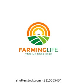 Organic farming logo design vector illustration. Abstract Agriculture Logo Template. 