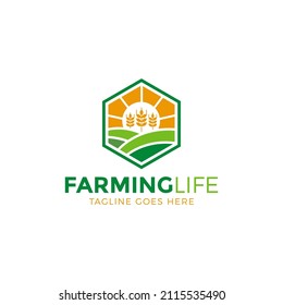 Organic farming logo design vector illustration. Abstract Agriculture Logo Template. 