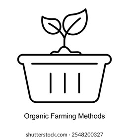 Organic Farming Methods Icon – A Sprouting Plant in a Basket Symbolizing Natural Agriculture