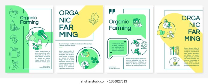 Organic farming practice brochure template. Eco-friendly system. Flyer, booklet, leaflet print, cover design with linear icons. Vector layouts for magazines, annual reports, advertising posters