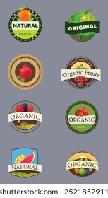 Organic farming products vector labels, emblems, badges, logos, stickers set. Organic food 