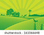 Organic farming silhouette in woodcut style, vector