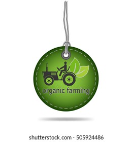 Organic farming tag label with string, vector design