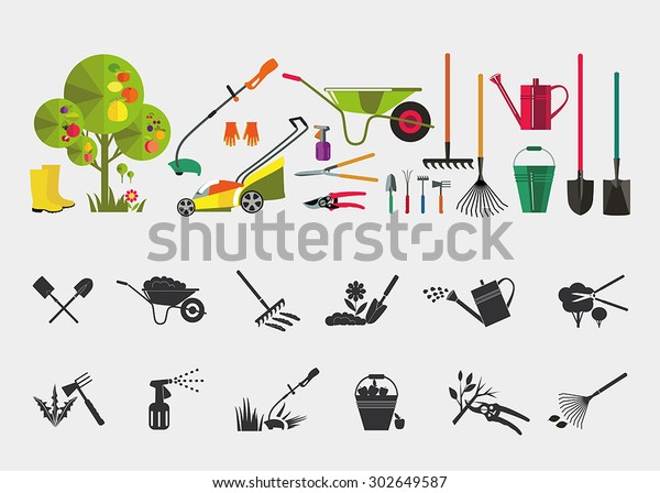 Organic Farming Tools Working Garden Kailyard Stock Vector (Royalty ...