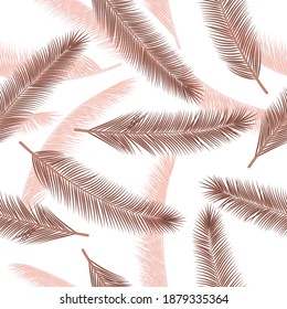 Patrón transparente de plumelet de plumas orgánicas. Papel de envoltura de Boho. Ornamento de impresión textil de plumeleta de plumelet azteca étnica.