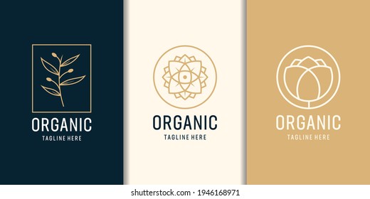 Organic feminine and modern tree template logo set. Logo can be used for icon, brand, identity, monogram, spa, decoration, and business company