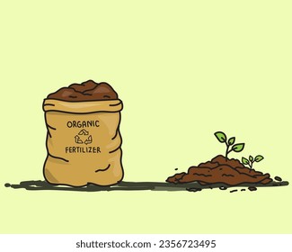 Organic fertilizer for Compost life cycle infographic doodle hand drawn style. Composting process with organic waste, dust bin and compost box vector illustration.