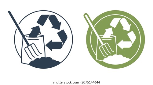 Organic fertilizer emblem - farming agriculture useful component - naturally occurring organic animal wastes - isolated vector icon