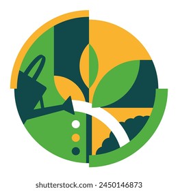 Organic fertilizer emblem - farming agriculture useful component - naturally occurring organic wastes. Decorative background for packaging