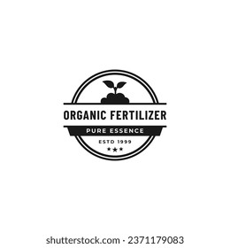 Organic fertilizer logo or fertilizer label vector isolated. Best organic fertilizer logo for product packaging, websites, design element, and more about organic fertilizer.