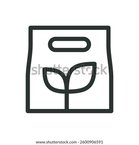 Organic fertilizer package line icon, dry fertilizer pack vector symbol with editable stroke