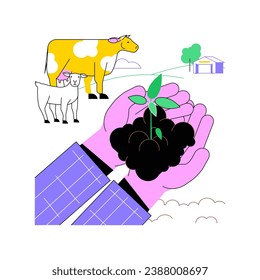 Organic fertilizer production isolated cartoon vector illustrations. Farmer holding manure, organic fertilizer usage, agribusiness industry, agricultural input sector vector cartoon.