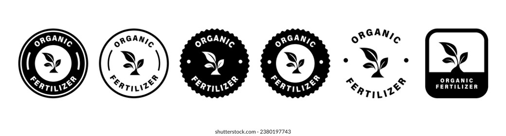 Organic fertilizer - set of vector labels for package. Collection of stickers.