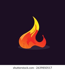 Organic flame illustration with warm color transition, ideal for app icons, gaming interfaces, or action-themed graphics. Modern vector with soft shadows and highlights.