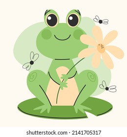 organic flat adorable frog illustration