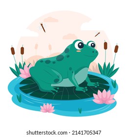 organic flat adorable frog illustration