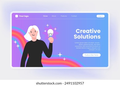 Organic flat creative solutions landing page template vector design in eps 10