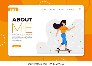 Organic flat design about me web template vector design in eps 10