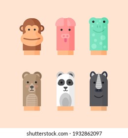 Organic flat design hand puppets collection Vector illustration.