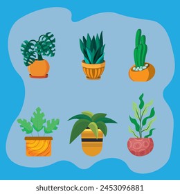 Organic flat design houseplant collection