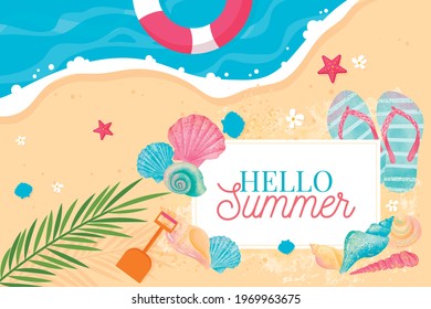 Organic flat hello summer vector background