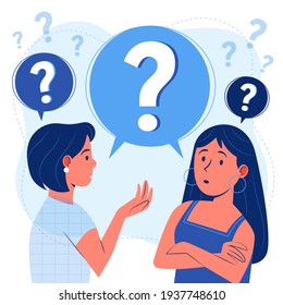 Organic Flat People Asking Questions Vector Illustration.