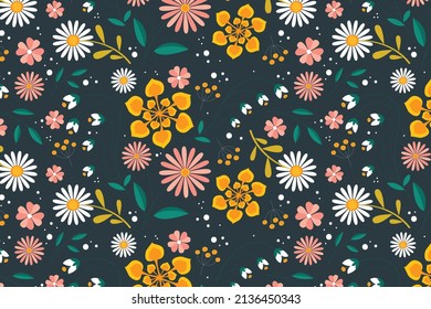 organic flat pressed flower pattern