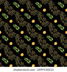 Organic flat pressed flowers pattern