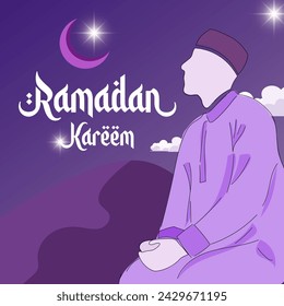 Organic flat ramadan illustration with person praying