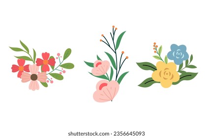 Colección de flores de primavera plana orgánica