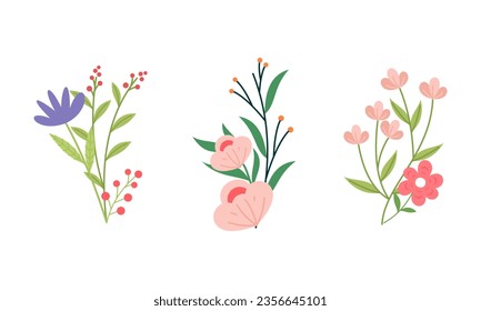 Colección de flores de primavera plana orgánica