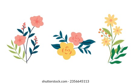 Organic flat spring flower collection