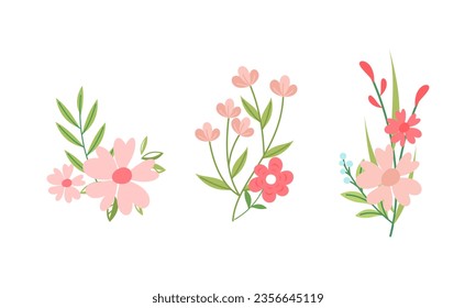 Colección de flores de primavera plana orgánica