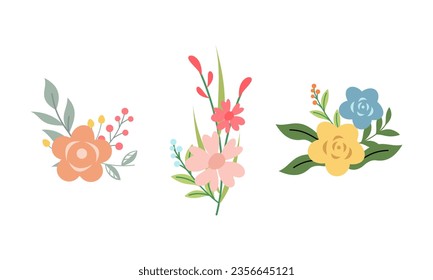Organic flat spring flower collection