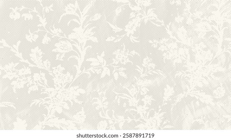 Organic fleck eggshell texture with floral imprint. Minimalistic background with egg shell ornament. Vintage ecru backdrop with dots, speckles, flecks or particles. Natural grunge surface,grain paper