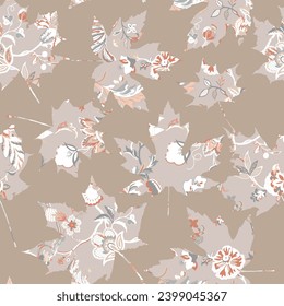 organic floral collage seamless leaf color vector Modern tropical florals pattern. Cute botanical abstract contemporary seamless pattern. Hand drawn unique print.