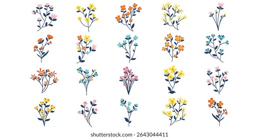 Organic Floral Element Vector Bundle