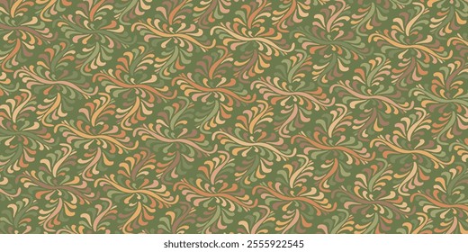 Organic floral pattern in earthy tones, creating a calming and natural design. Seamless vector pattern with a delicate and intricate motif.