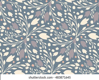 Organic floral pattern in muted cold colors