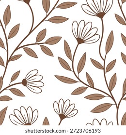 Padrão de azulejos orgânicos florais sem costura com formas de flores de forma livre e matizes terrosos para espaços naturais temáticos conceito como Formas de flores de forma livre com matizes terrosos criar padrão de azulejos orgânicos florais sem emenda para espaços naturais temáticos no Conceito de Stock de Fotos e espaço vazio no lado esquerdo, sem texto —ar 7:2 —azulejo