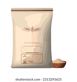 Organic flour packaging design icon isolated