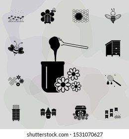 organic flower honey in jar icon. Universal set of beekeeping for website design and development, app development