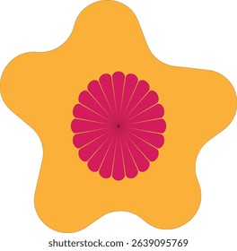 Organic Flower Petal Abstract.A unique, freeform flower design in yellow and pink with an organic shape.