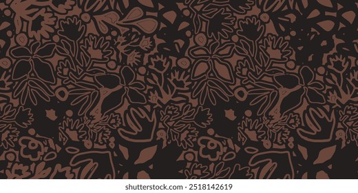 padrão de flores orgânicas. ramo com folhas textura ornamental. floral sem costura traço. fundo do ramo da palma. natureza florescer verão