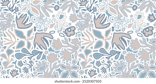 organic flowers pattern. branch with leaves ornamental texture. floral seamless stroke. palm branch background. flourish nature summer