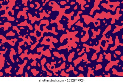 Organic fluid seamless pattern in red and navy blue. Hand drawn abstract background. Organic shapes