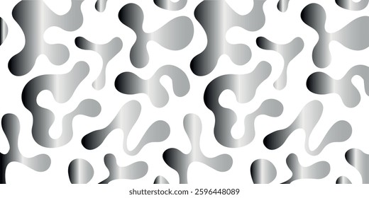 Organic Fluid Shapes. Modern Abstract Monochrome Art with Smooth Gradients. Vector illustration.